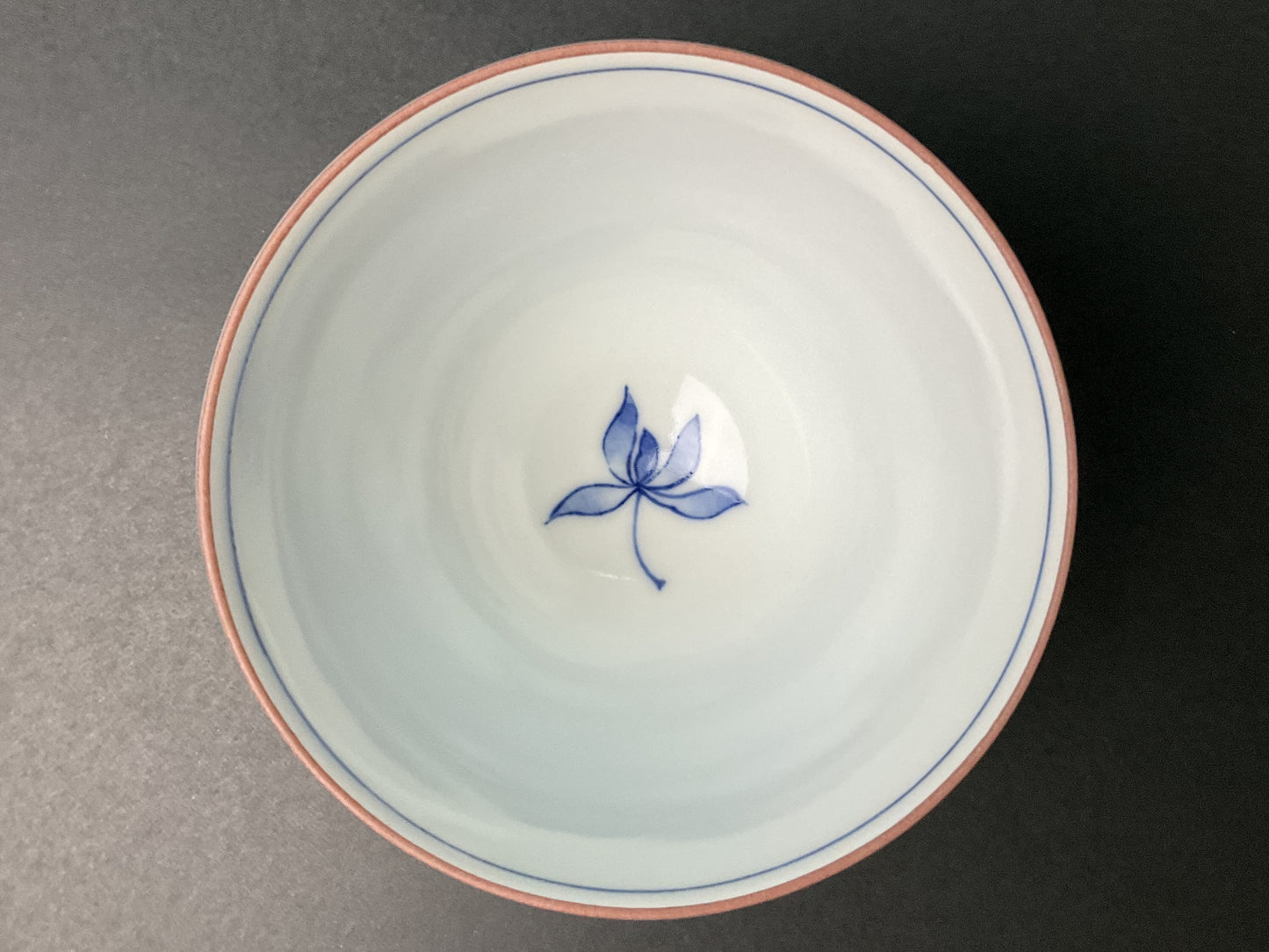 Furukawa Chikuho Sometsuke Orchid Kumidashi Cup interior orchid view, source image optimized for Shopify
