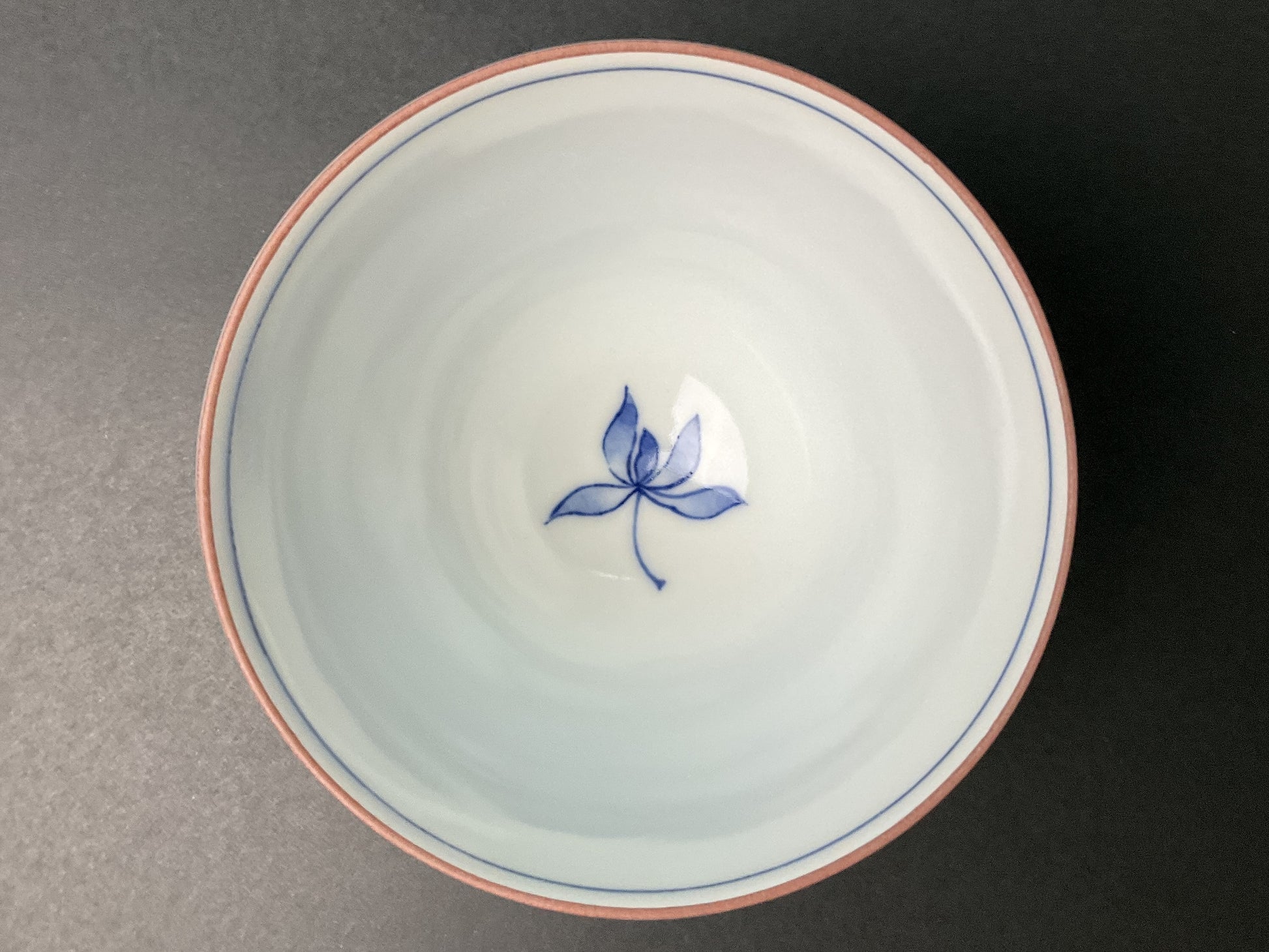 Furukawa Chikuho Sometsuke Orchid Kumidashi Cup interior orchid view, source image optimized for Shopify